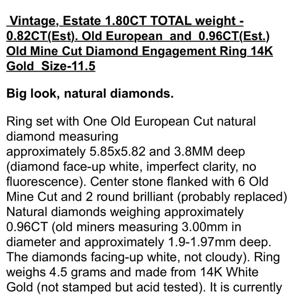 ALL NATURAL DIAMONDS! Vintage Diamond Ring PLUS Diamond Accent Band. - Picture 6 of 10